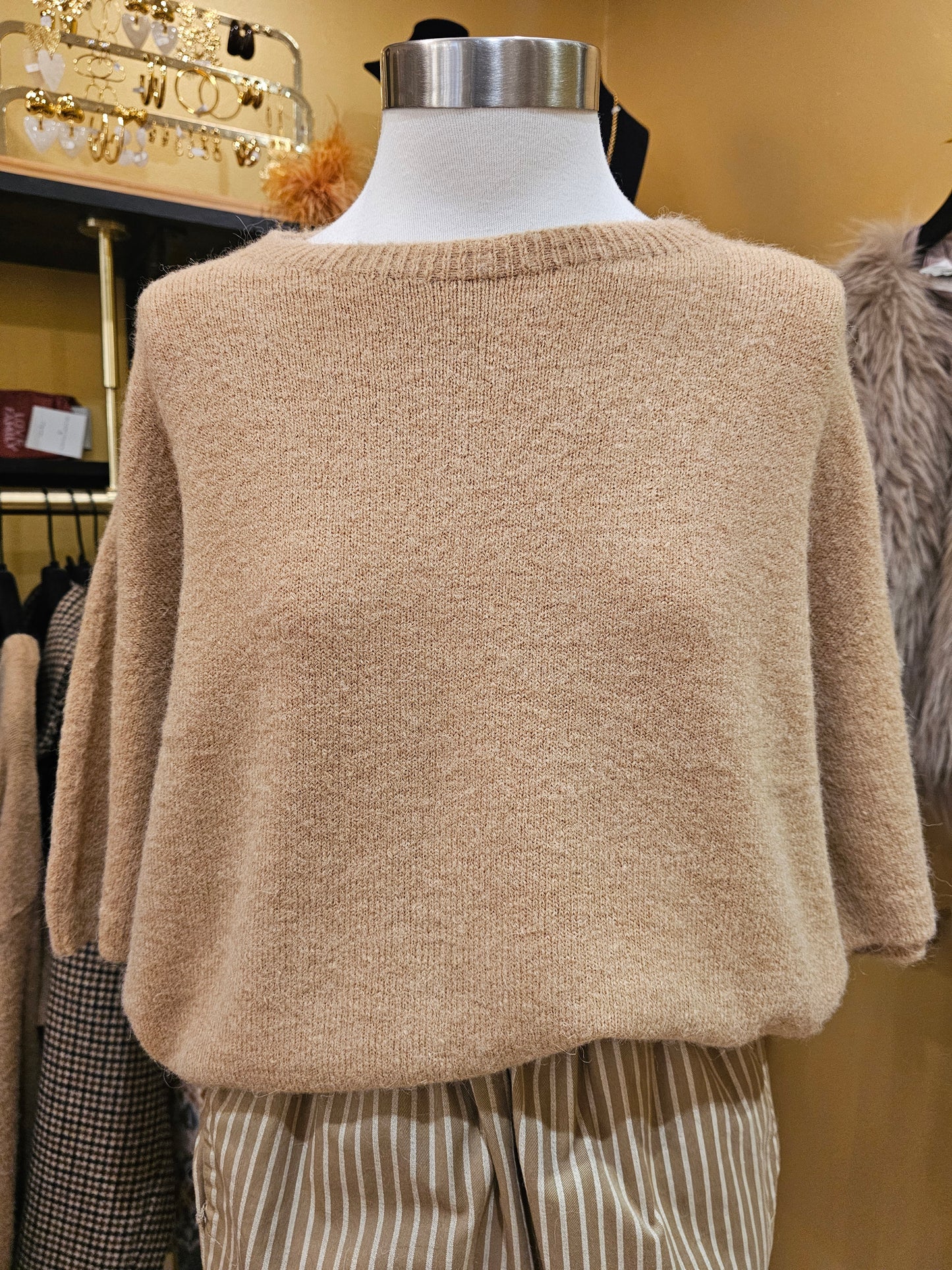 Pull manches courtes camel