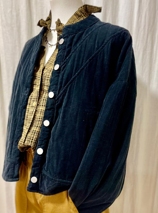 Blouson en velours milleraie noir Johanna  Paris