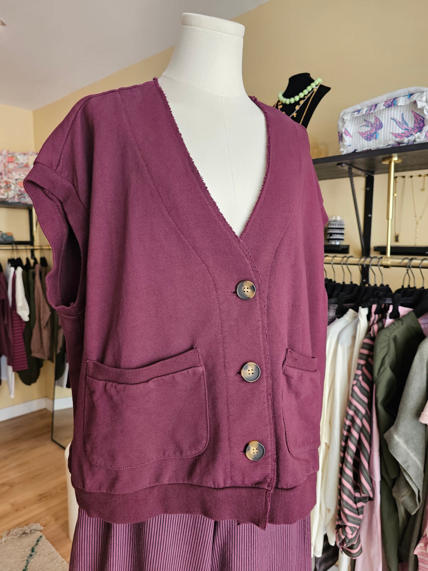 Gilet sweat prune