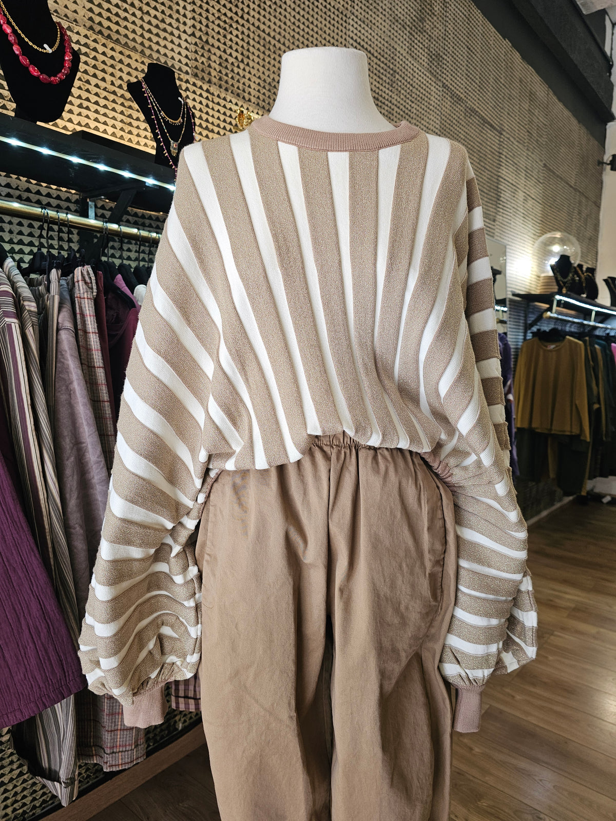 Pull lurex manches boules