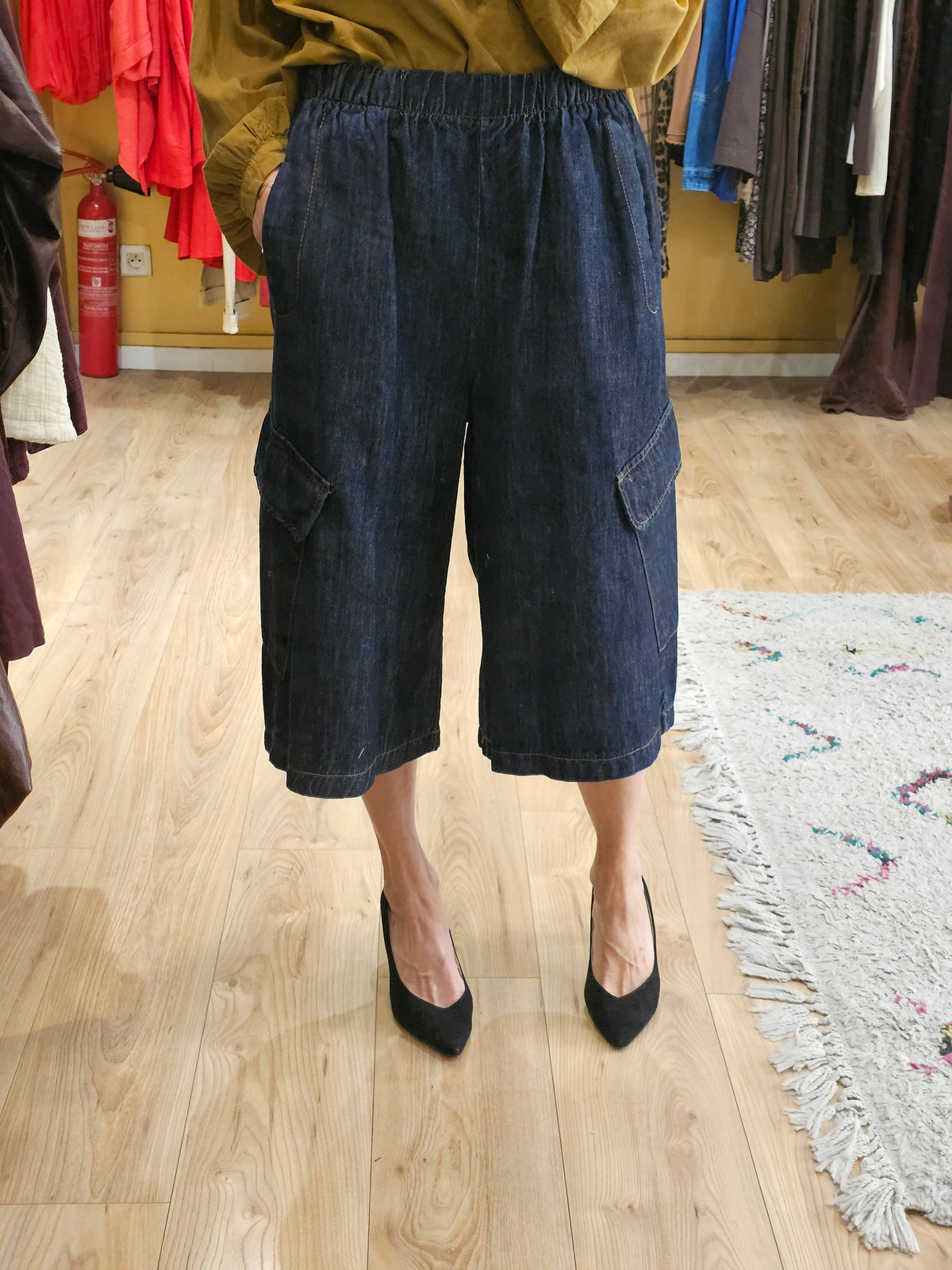 Bermuda cargo long en jean Johanna Paris