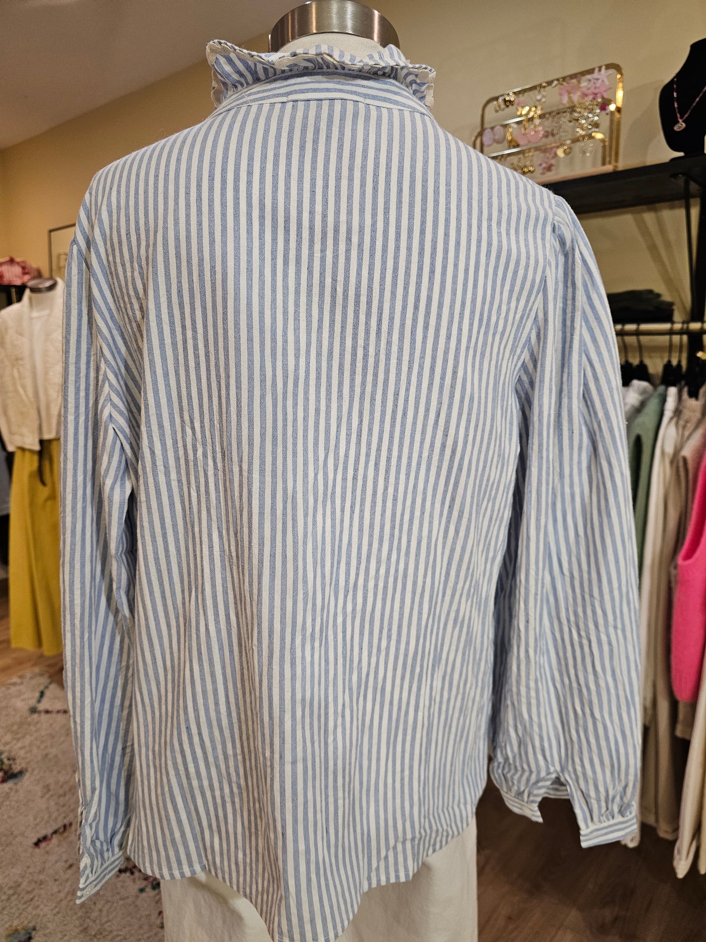 Chemise rayée brodée bleue Johanna Paris