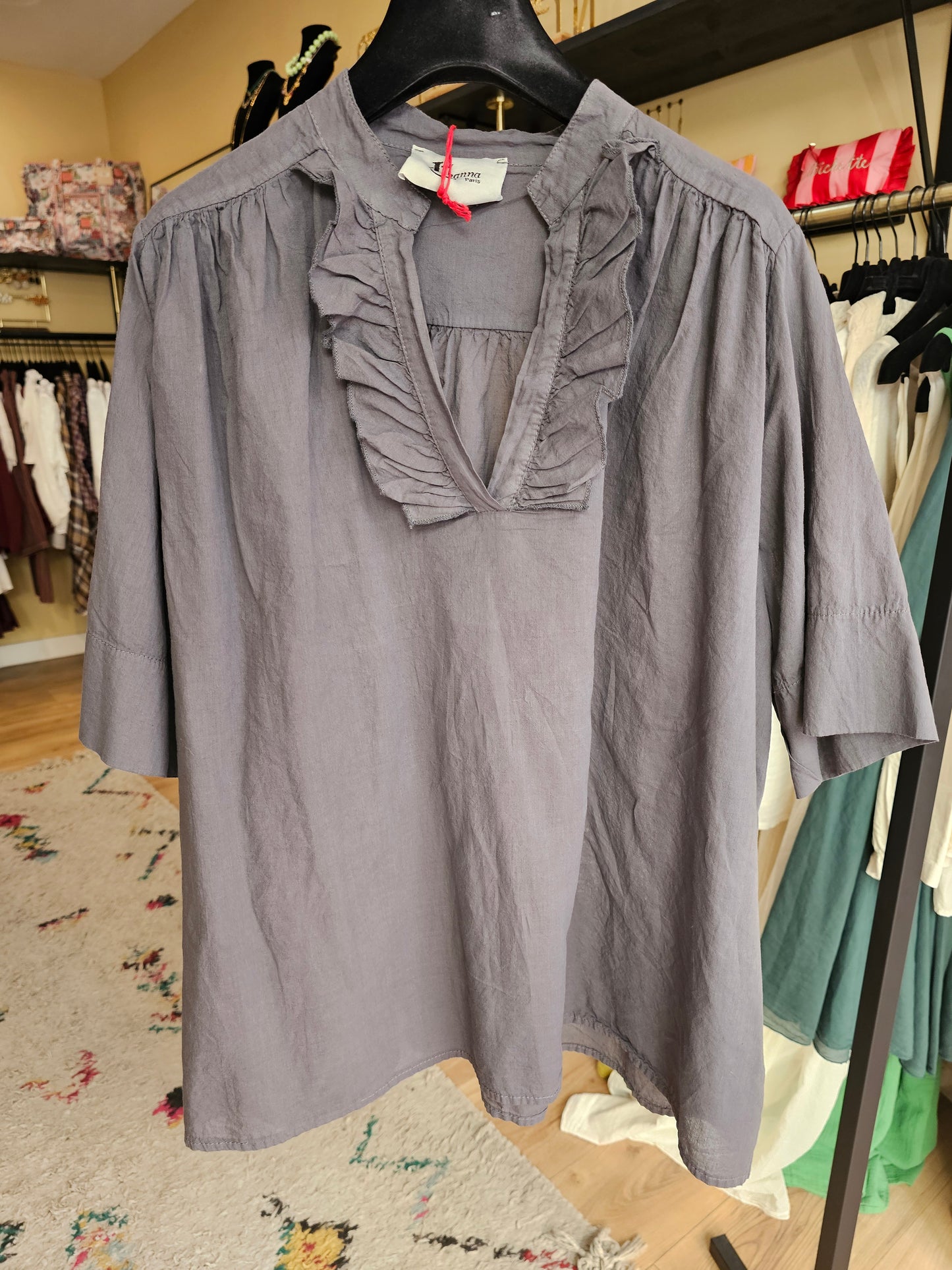 Top en voile de coton anthracite Johanna paris