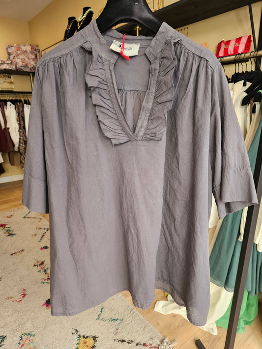 Top en voile de coton anthracite Johanna paris