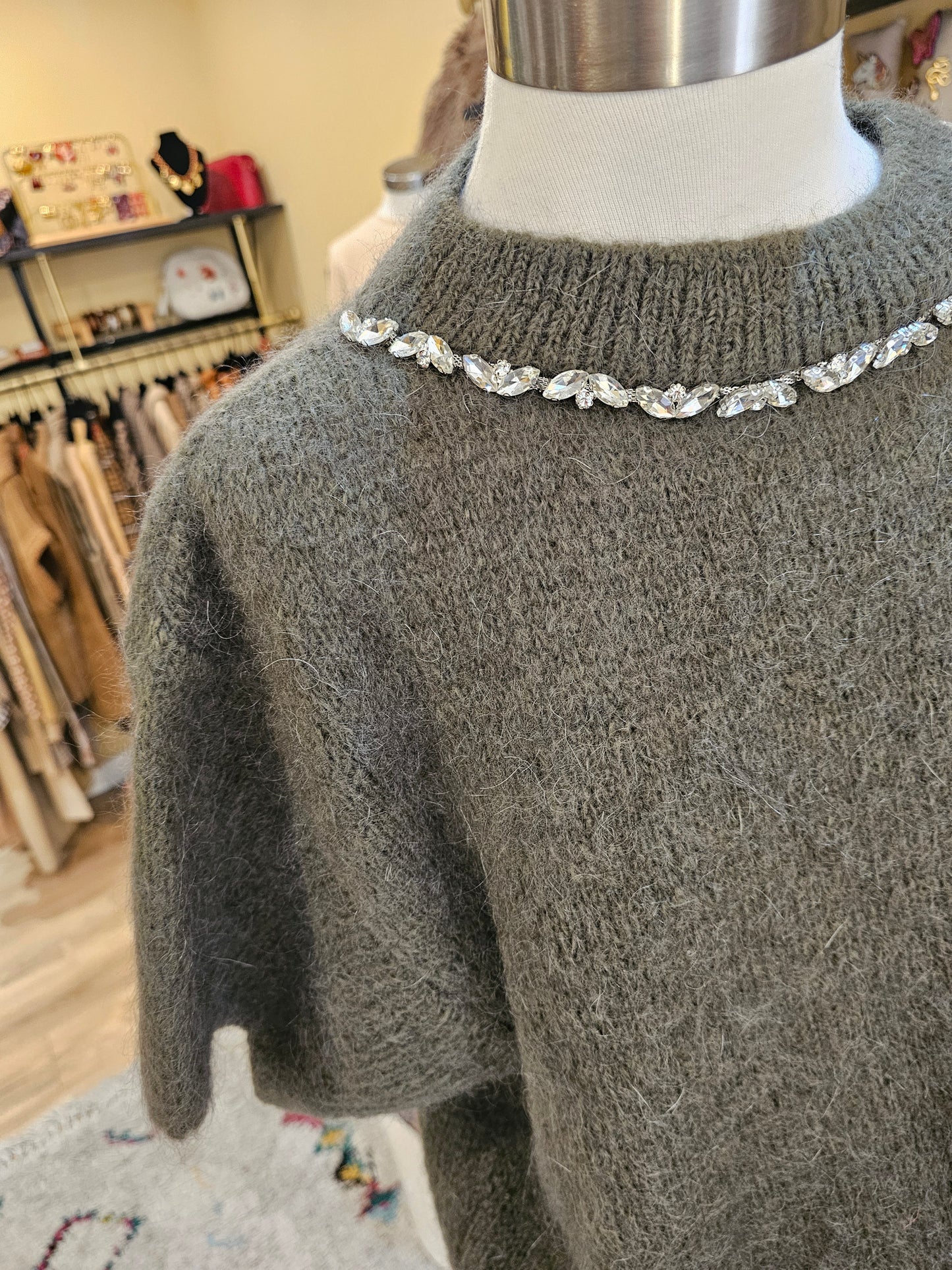 Pull vert strass Johanna Paris