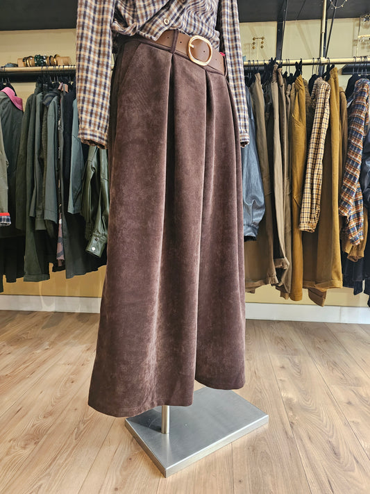 Pantalon jupe culotte en velours marron Johanna Paris