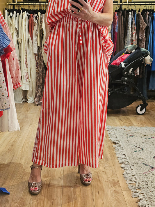 Pantalon rayé rouge