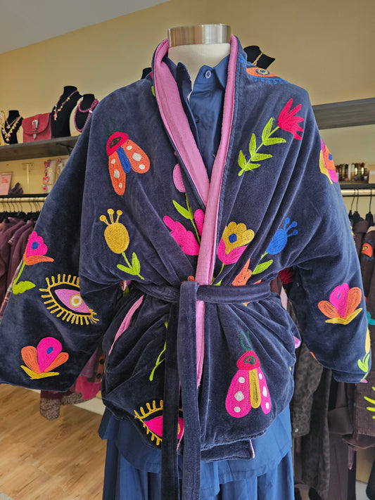 Kimono brodé marine The corner