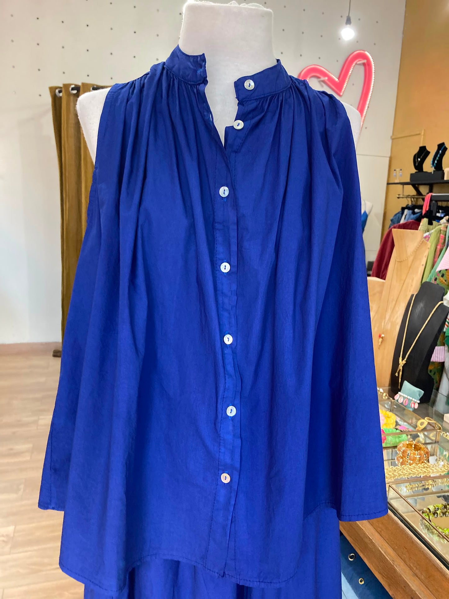 Top en coton bleu roi johanna paris