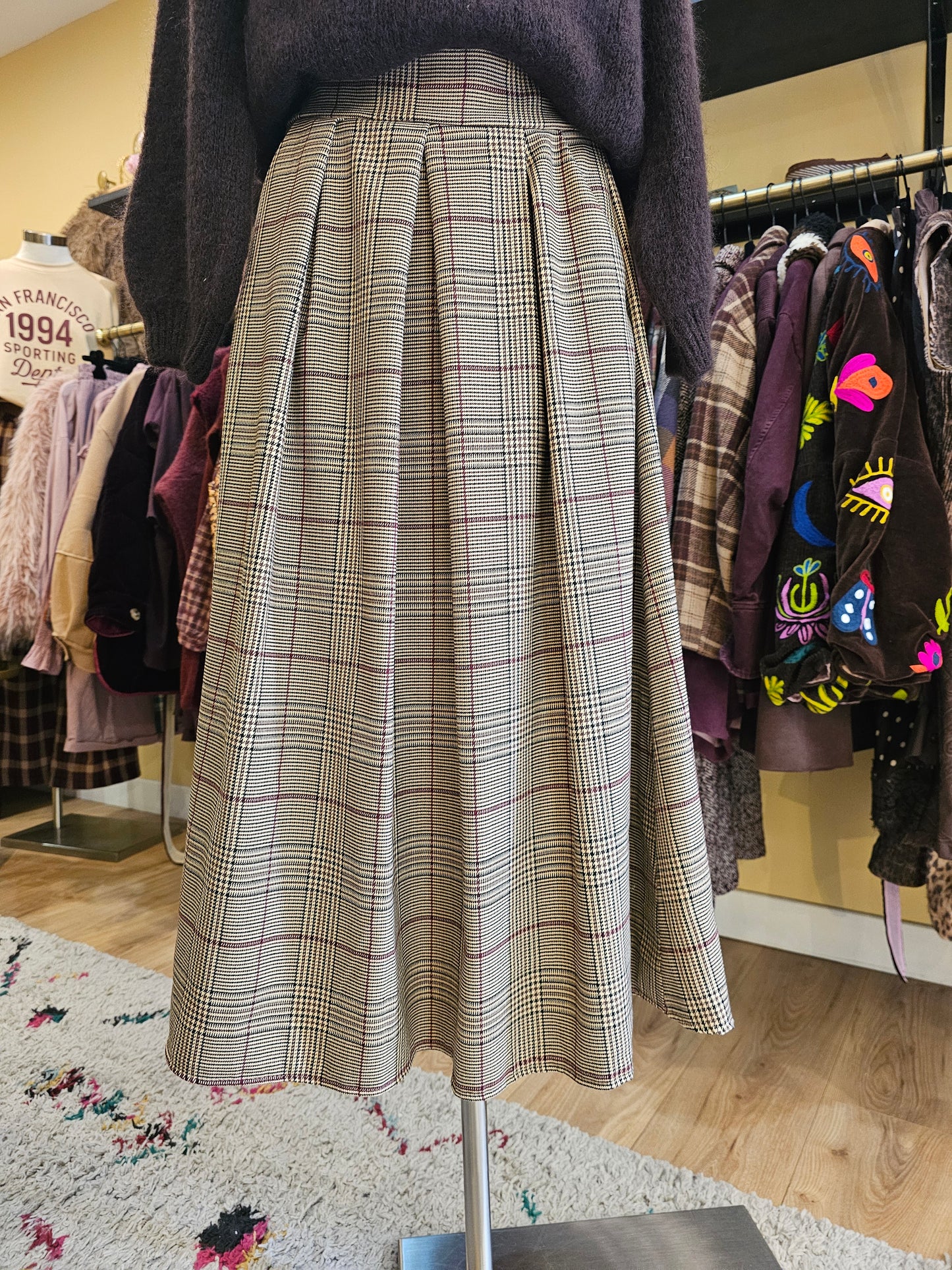 Jupe midi à carreaux Johanna Paris