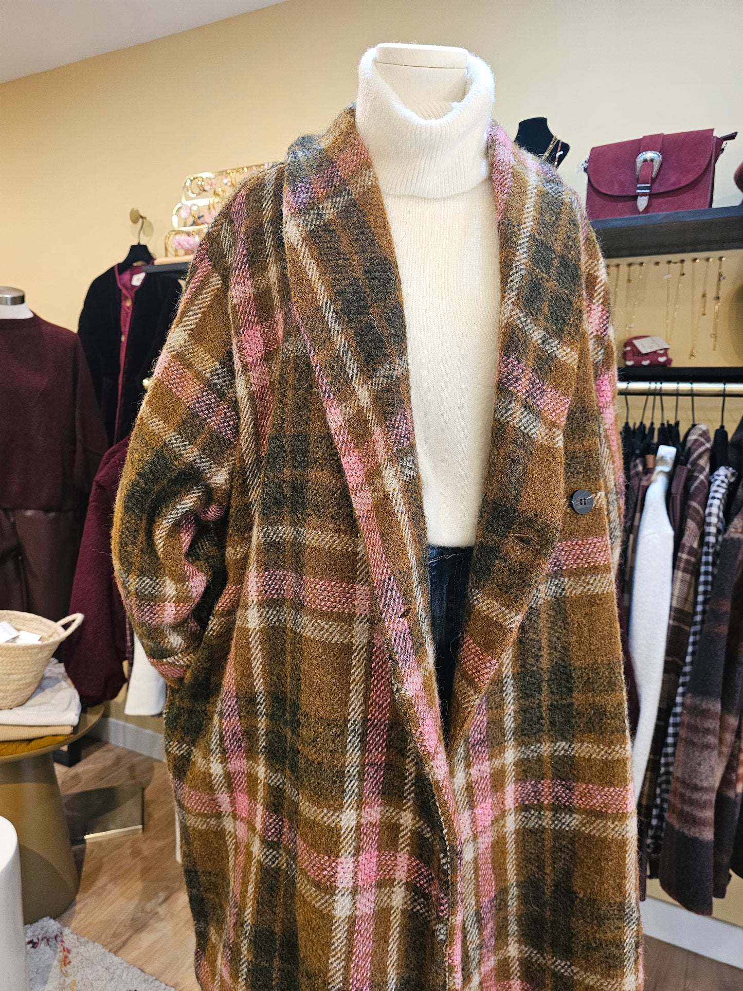 Manteau oversize à carreaux