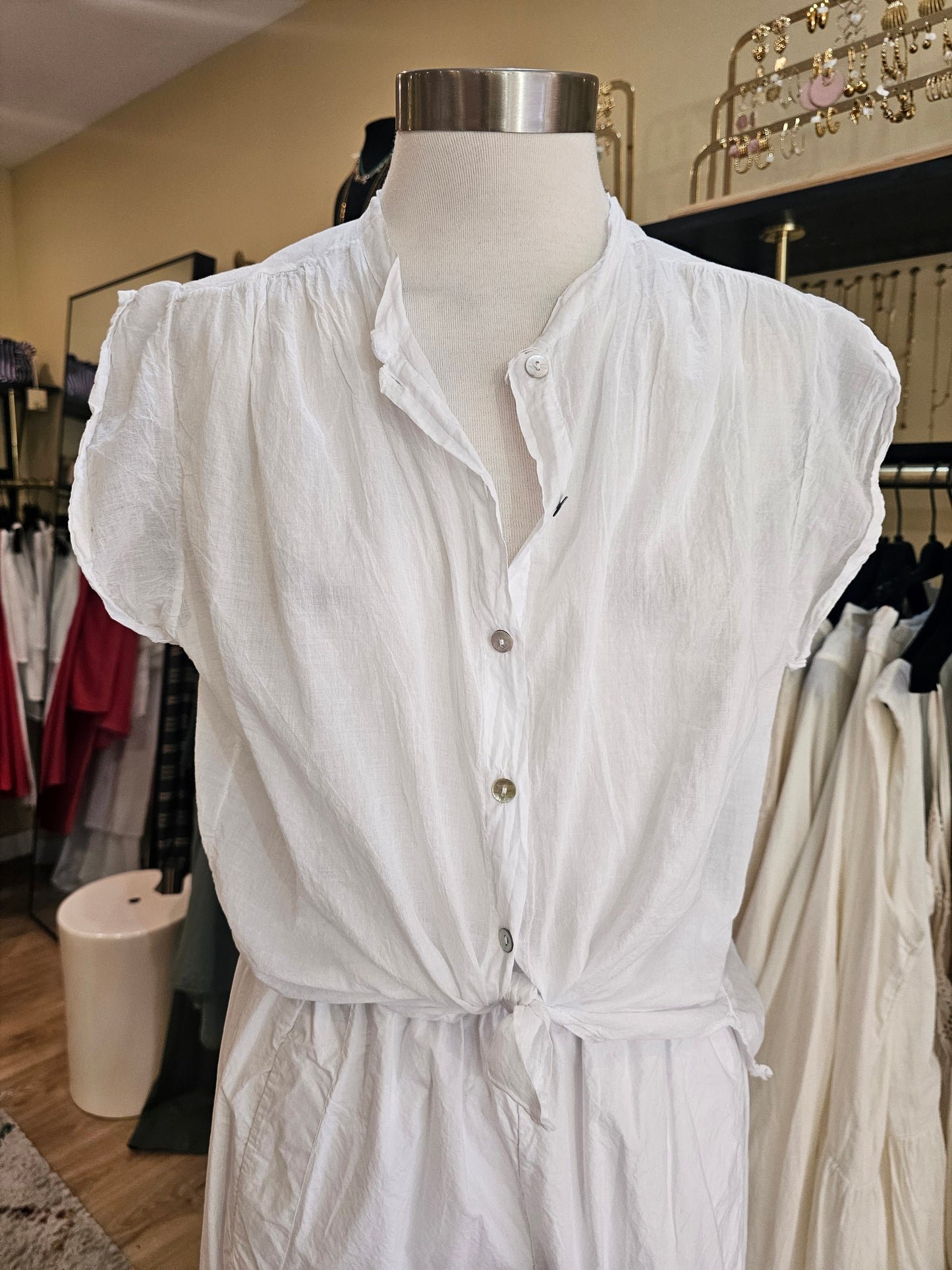 Top en voile de coton blanc