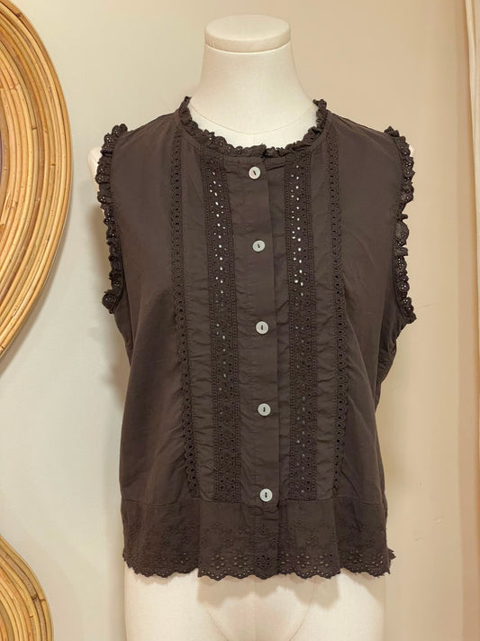 Top dentelle marron johanna paris