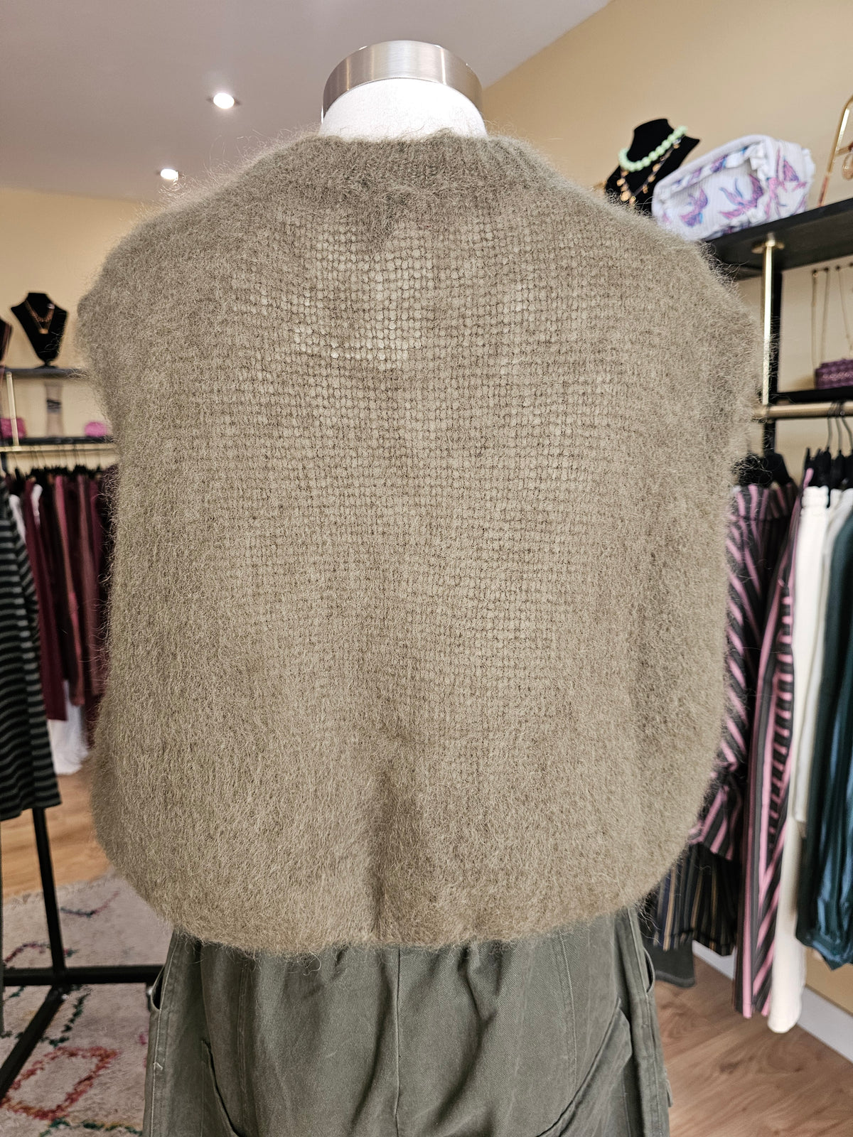 Pull debardeur kaki en mohair