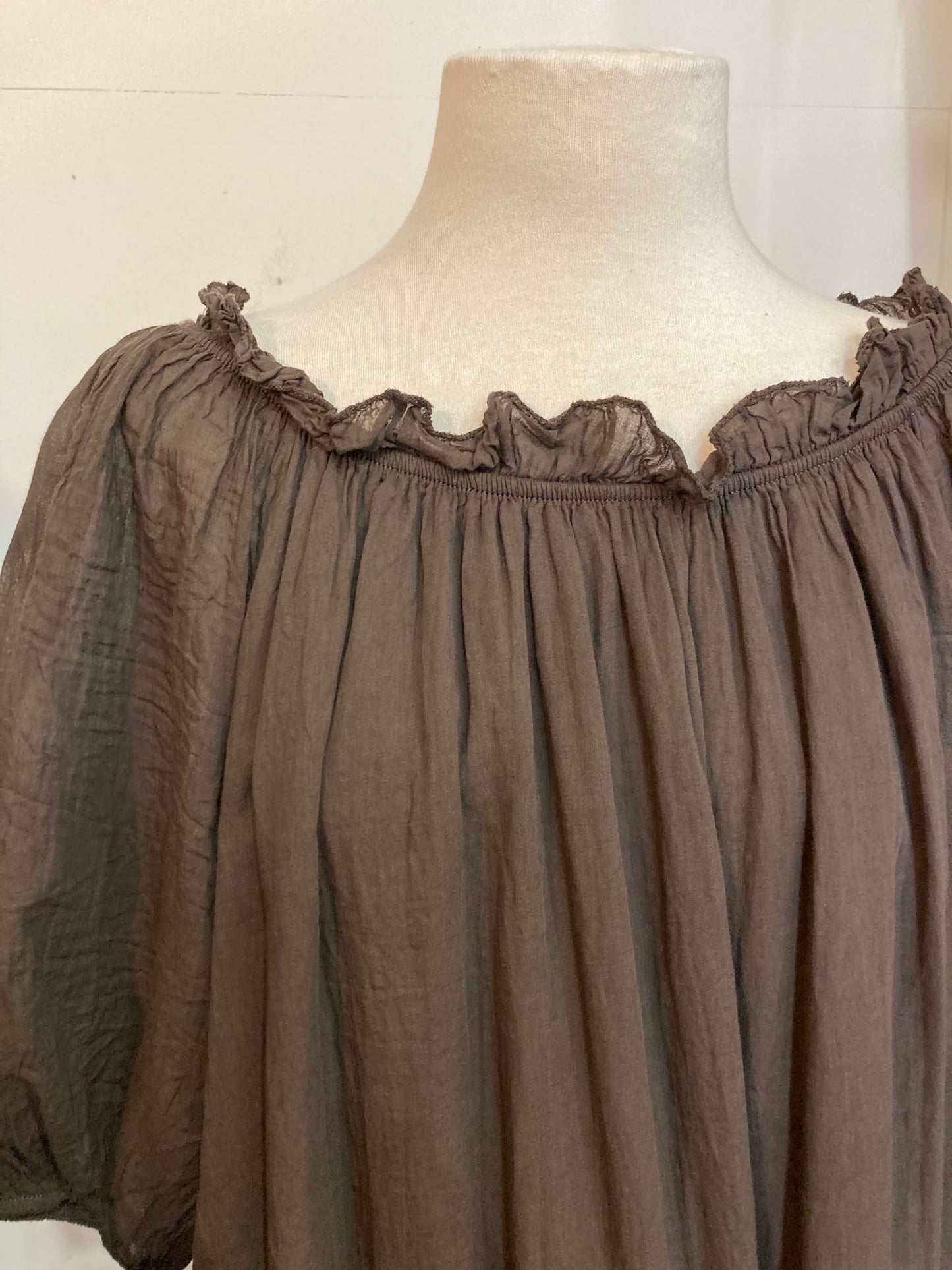 Robe voile de coton marron johanna paris