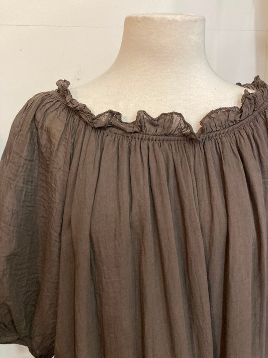 Robe voile de coton marron johanna paris