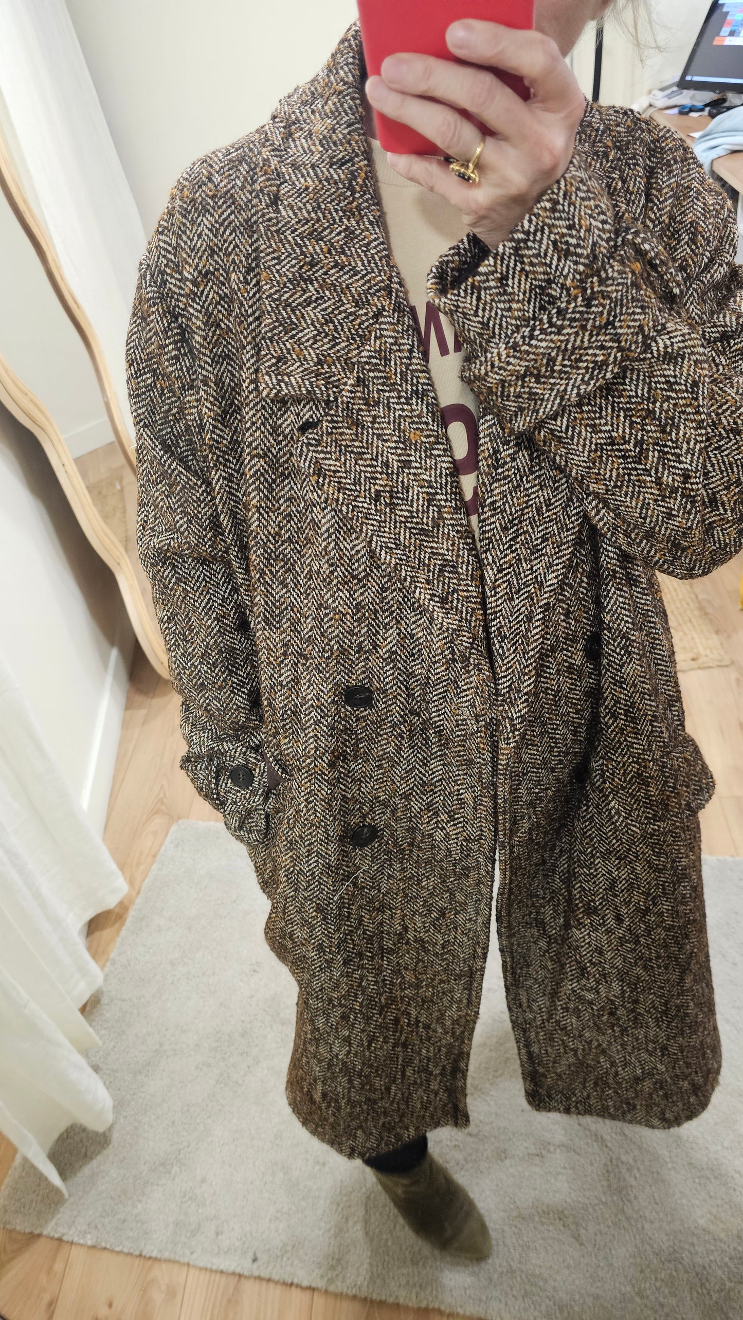 Manteau à chevrons camel