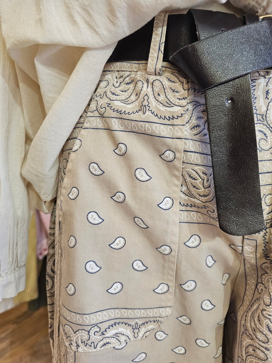 Pantalon barrel bandana beige