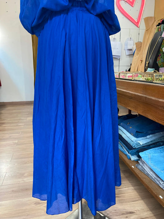 Jupe voile de coton bleu roi Johanna Paris