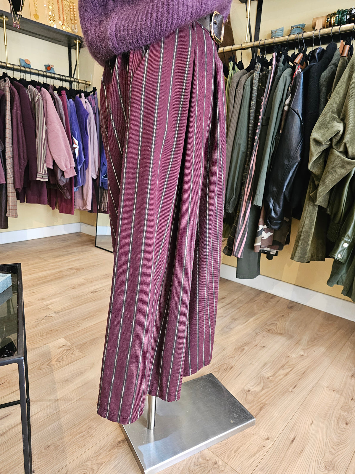 Jupe culotte longue prune rayée Johanna Paris