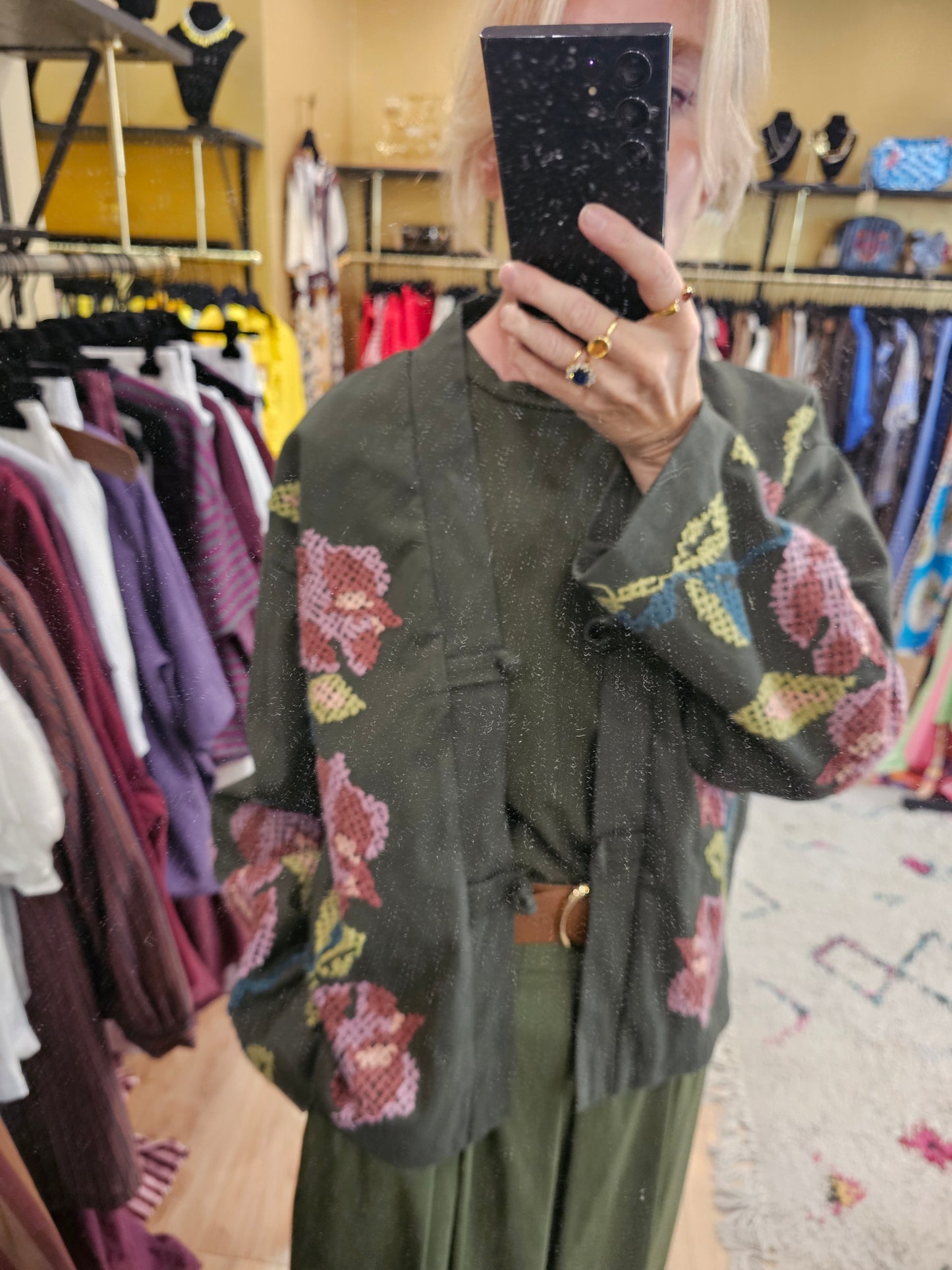 Veste brodée kaki Johanna paris