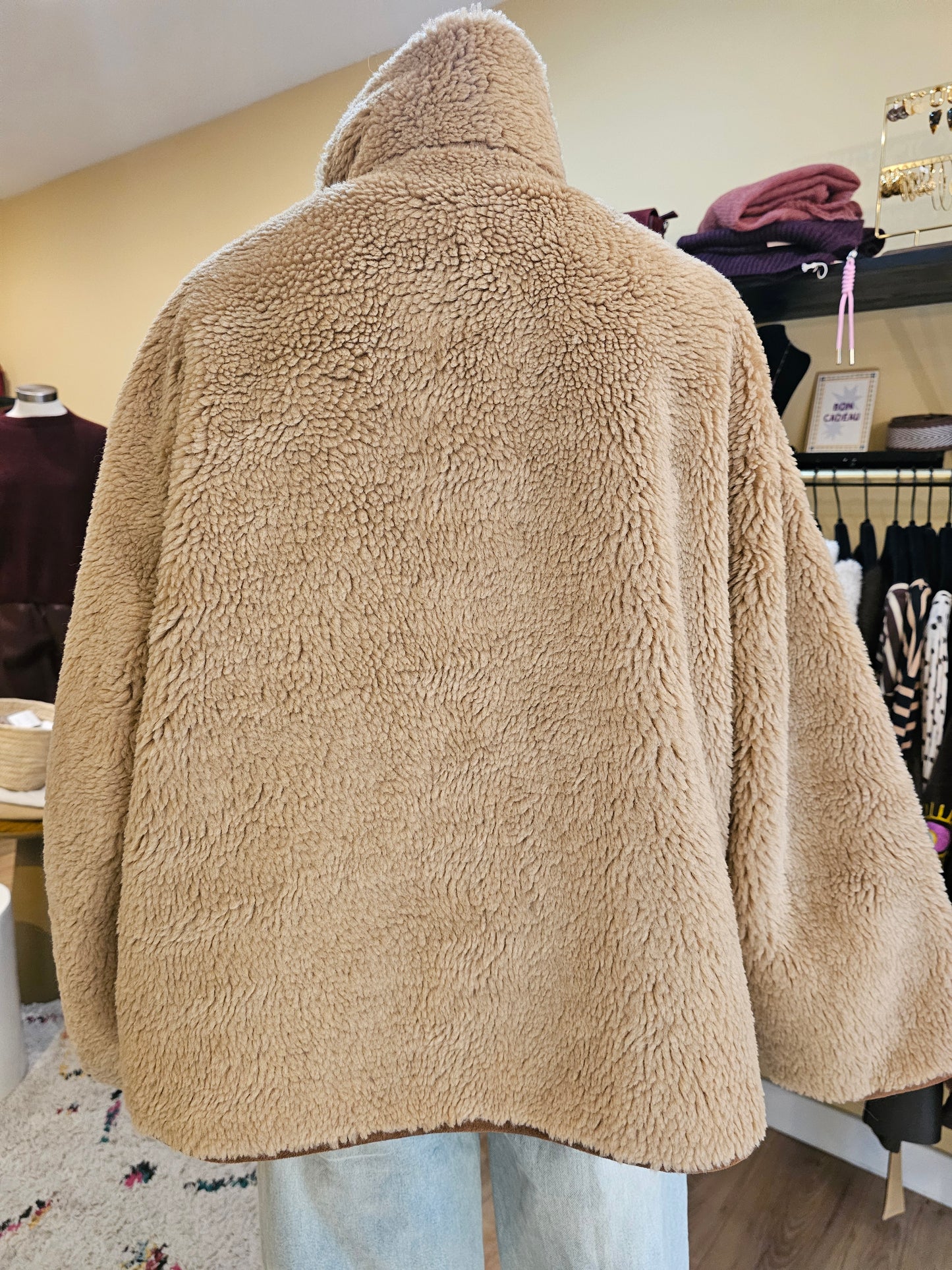 Veste sherpa camel