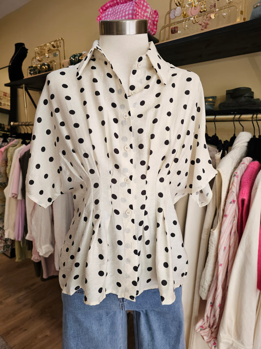 Chemise à pois manches courtes