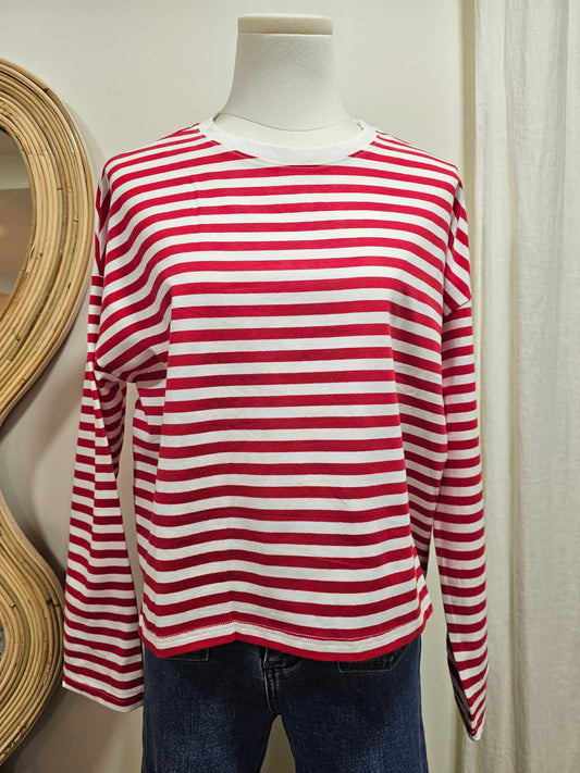 Marinière rayée rouge et blanc