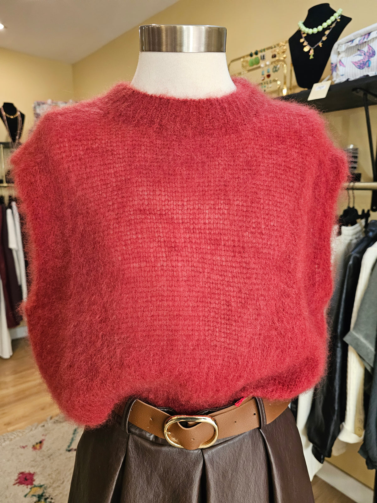 Pull sans manche en mohair