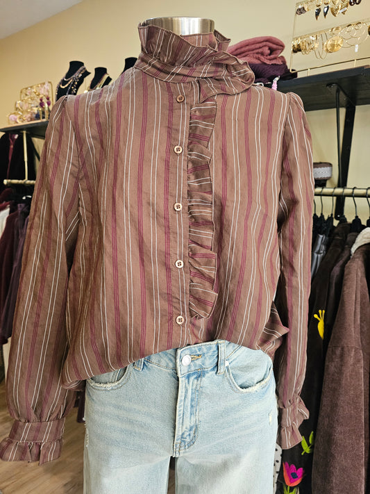 Chemise rayée col montant