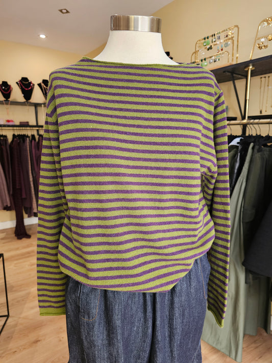 Pull marinière vert et violet