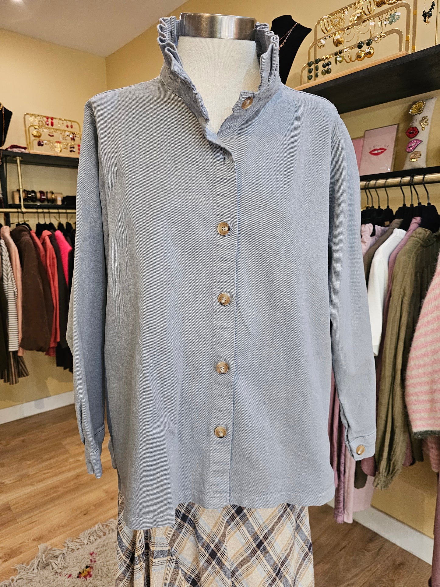 Chemise col victorien bleu gris Johanna Paris