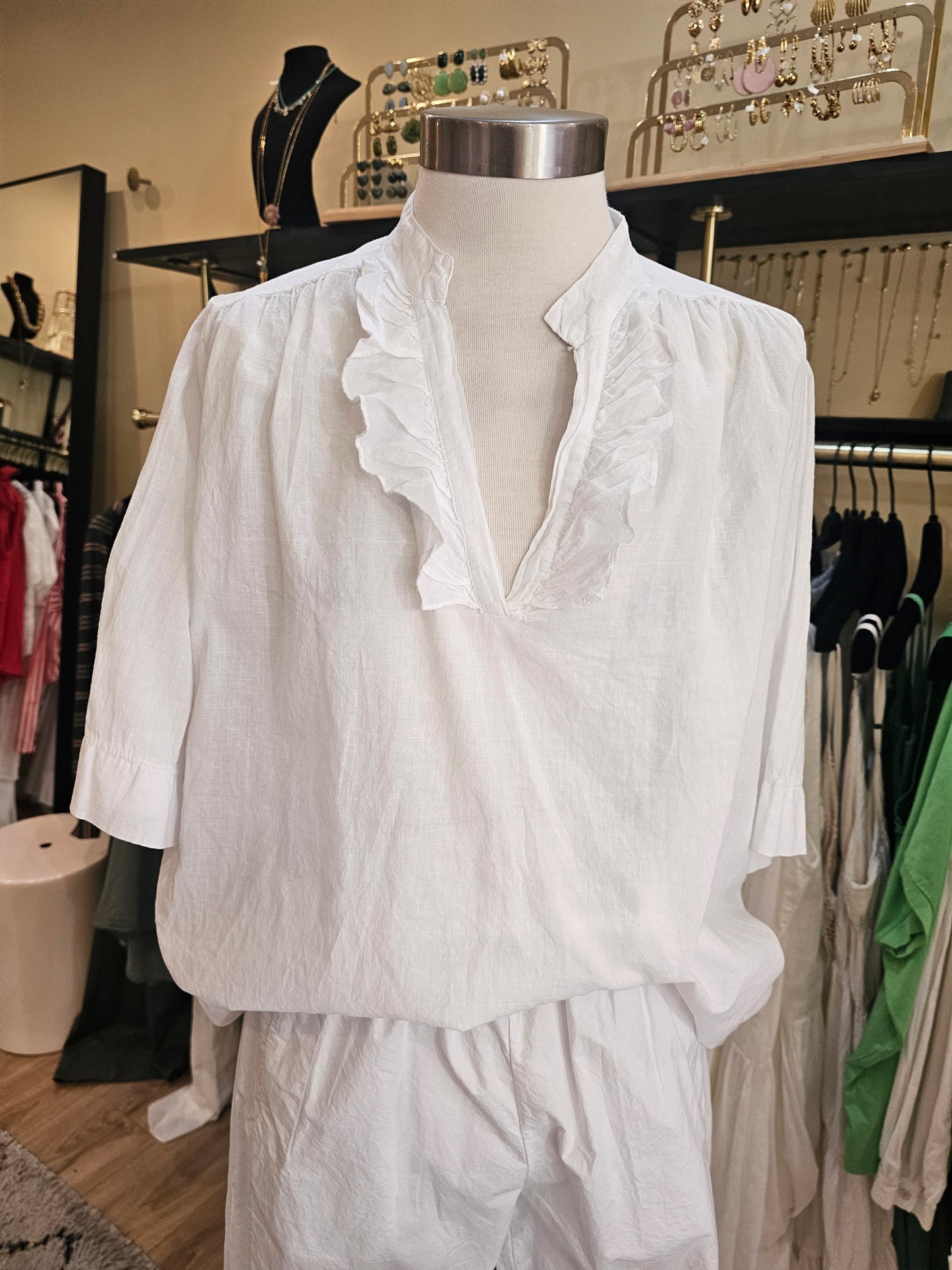 Top en voile de coton blanc
