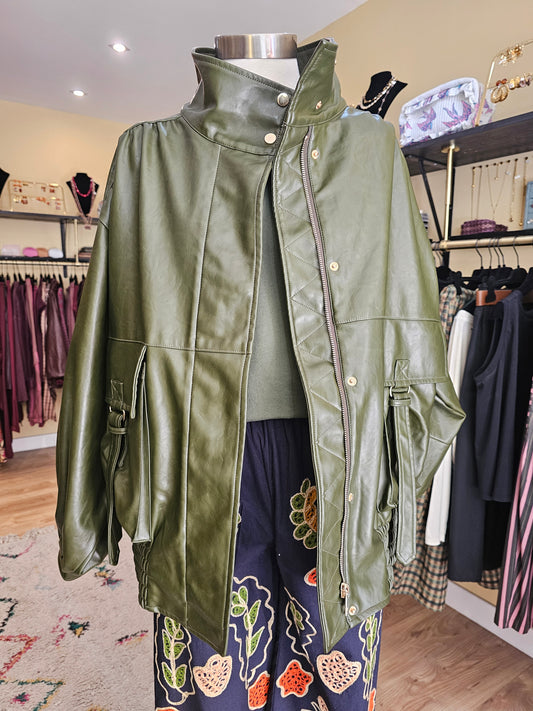Blouson oversize en simili kaki Johanna paris
