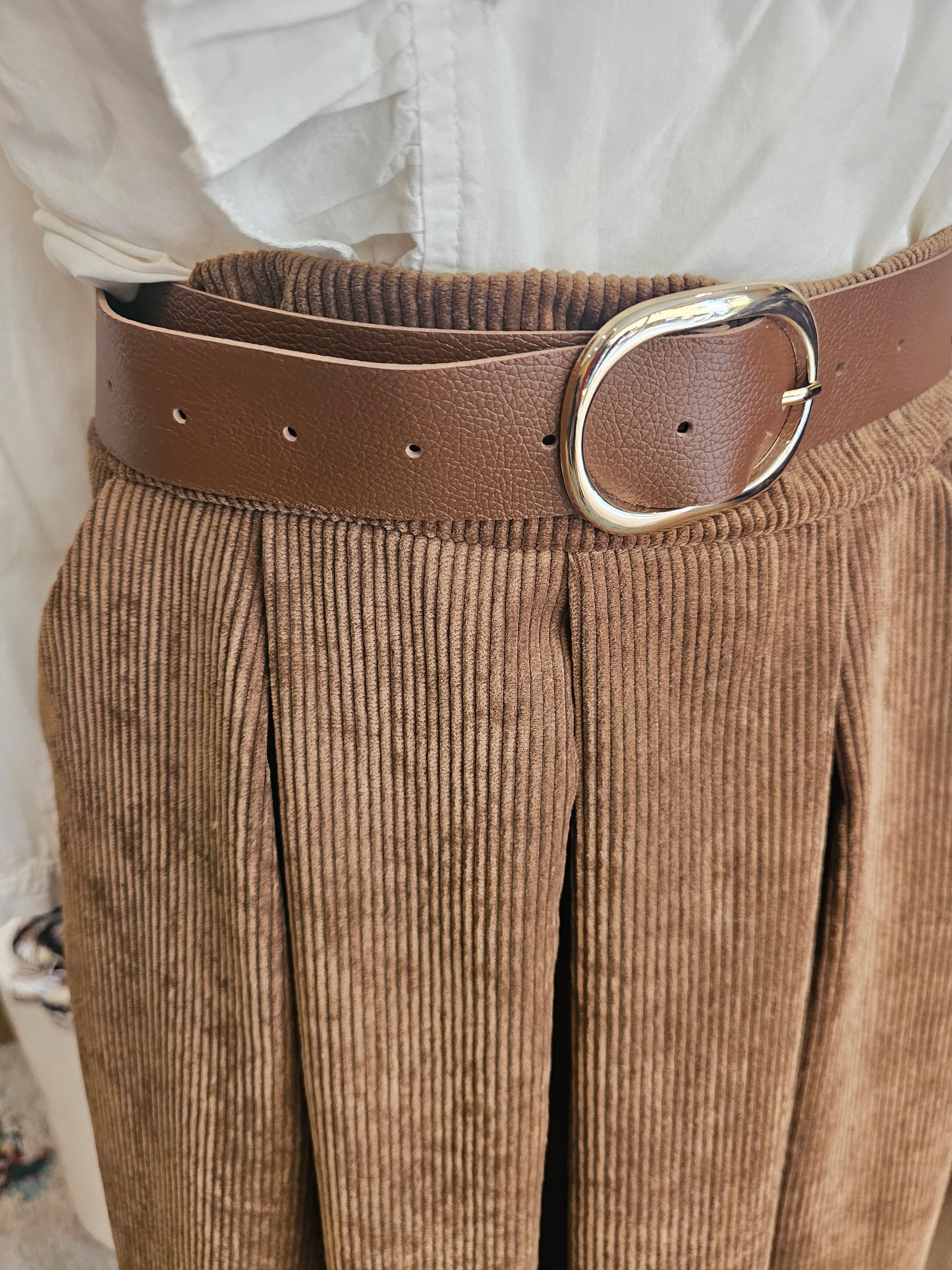 Jupe midi velours cotelé