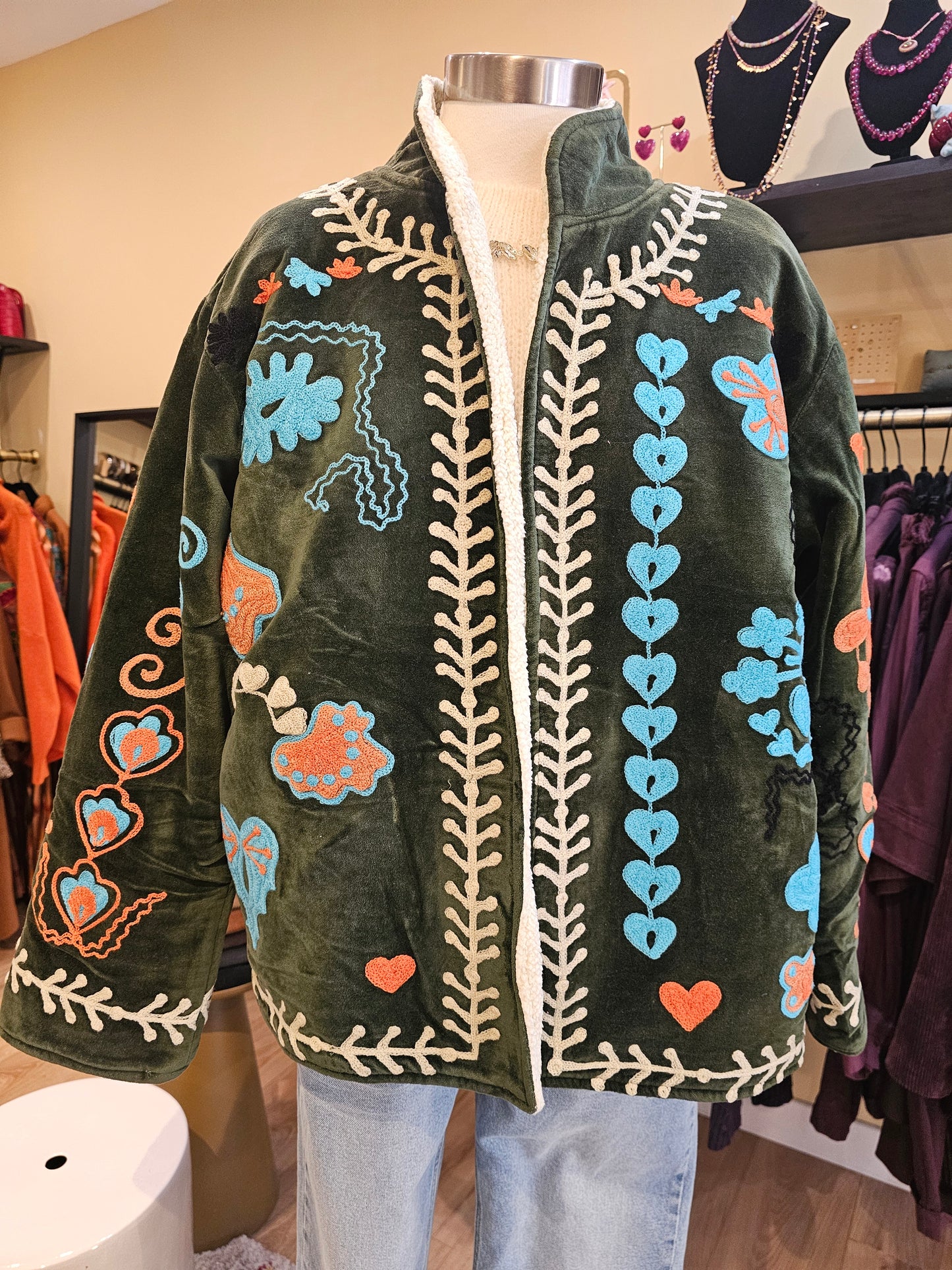 Veste brodée en velours The corner