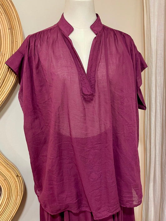 Top en voile de coton prune johanna paris