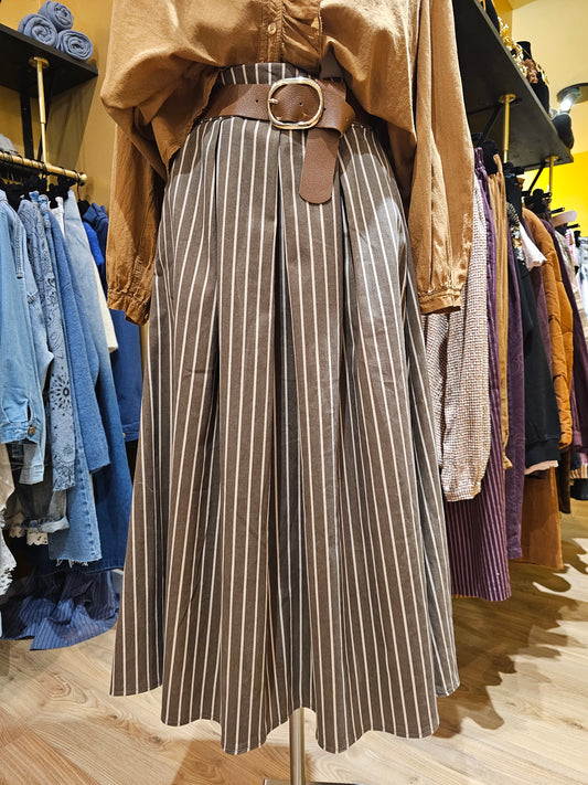 Jupe rayée chocolat Johanna Paris