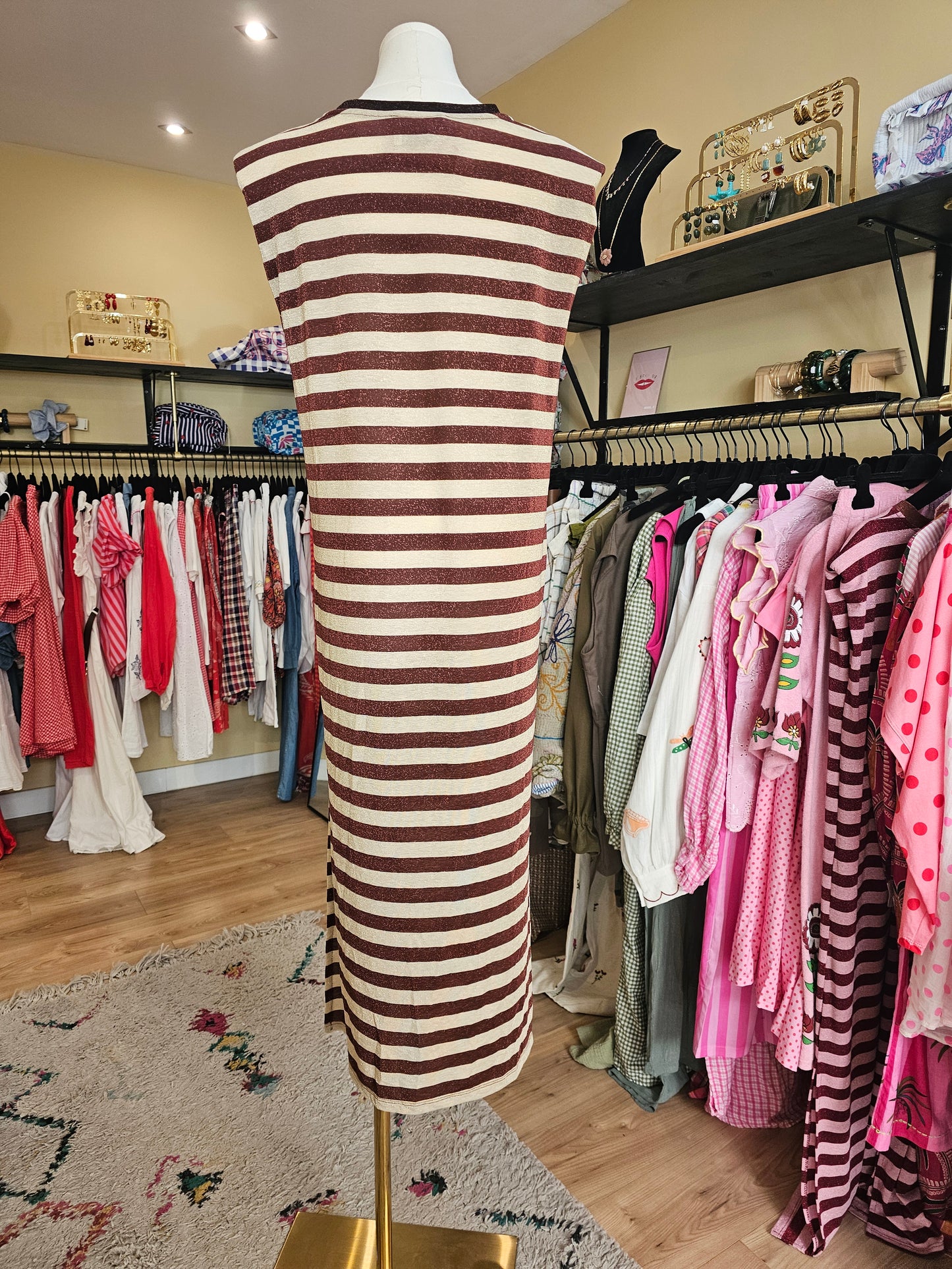 Robe lurex marron et écru Johanna Paris