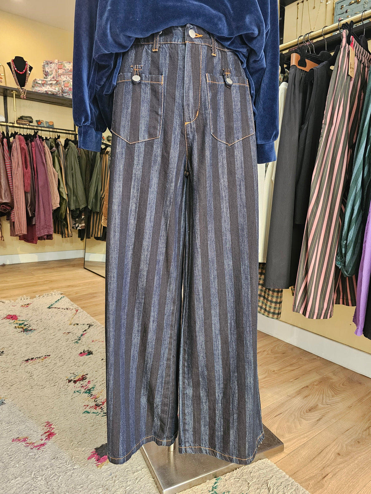 Pantalon en jean rayé