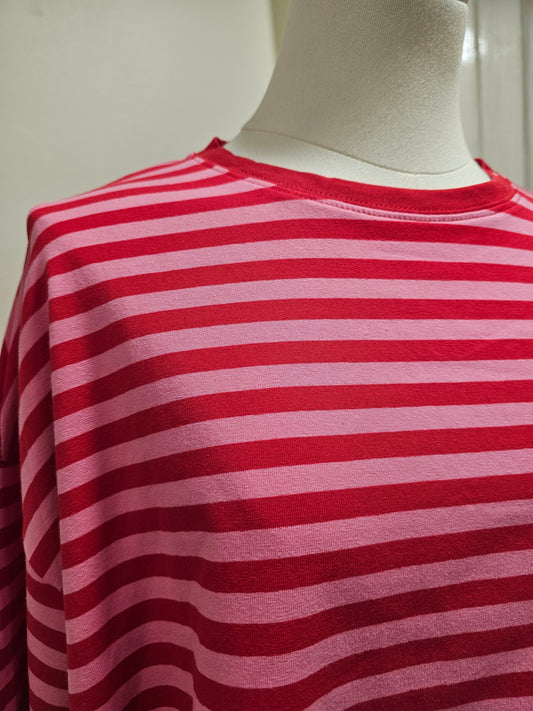 Marinière rayée rose et rouge