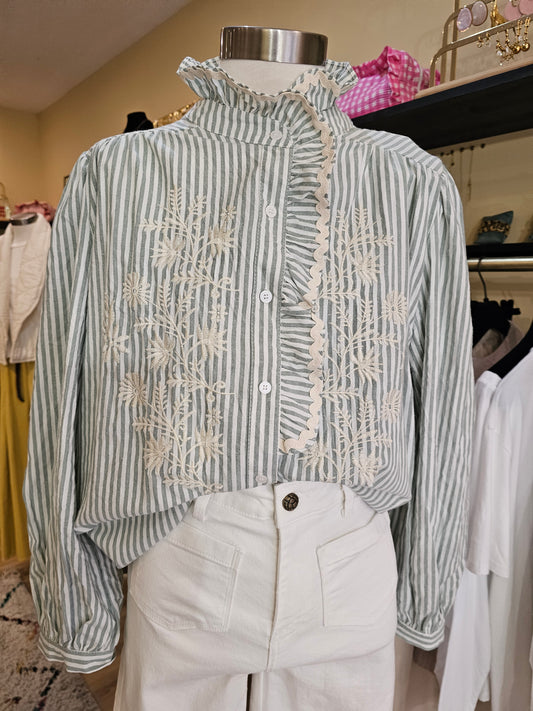 Chemise rayée brodée Johanna Paris