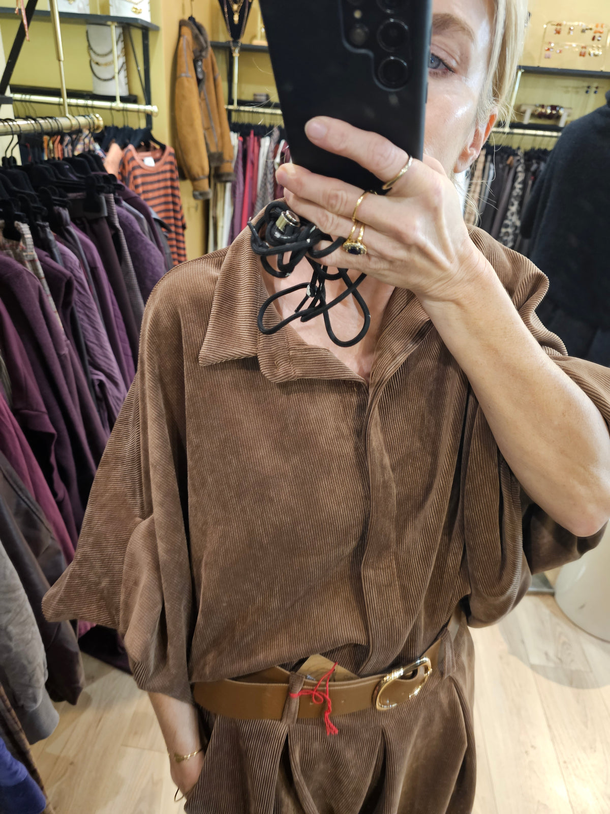 Chemise manches ballon chocolat Johanna Paris