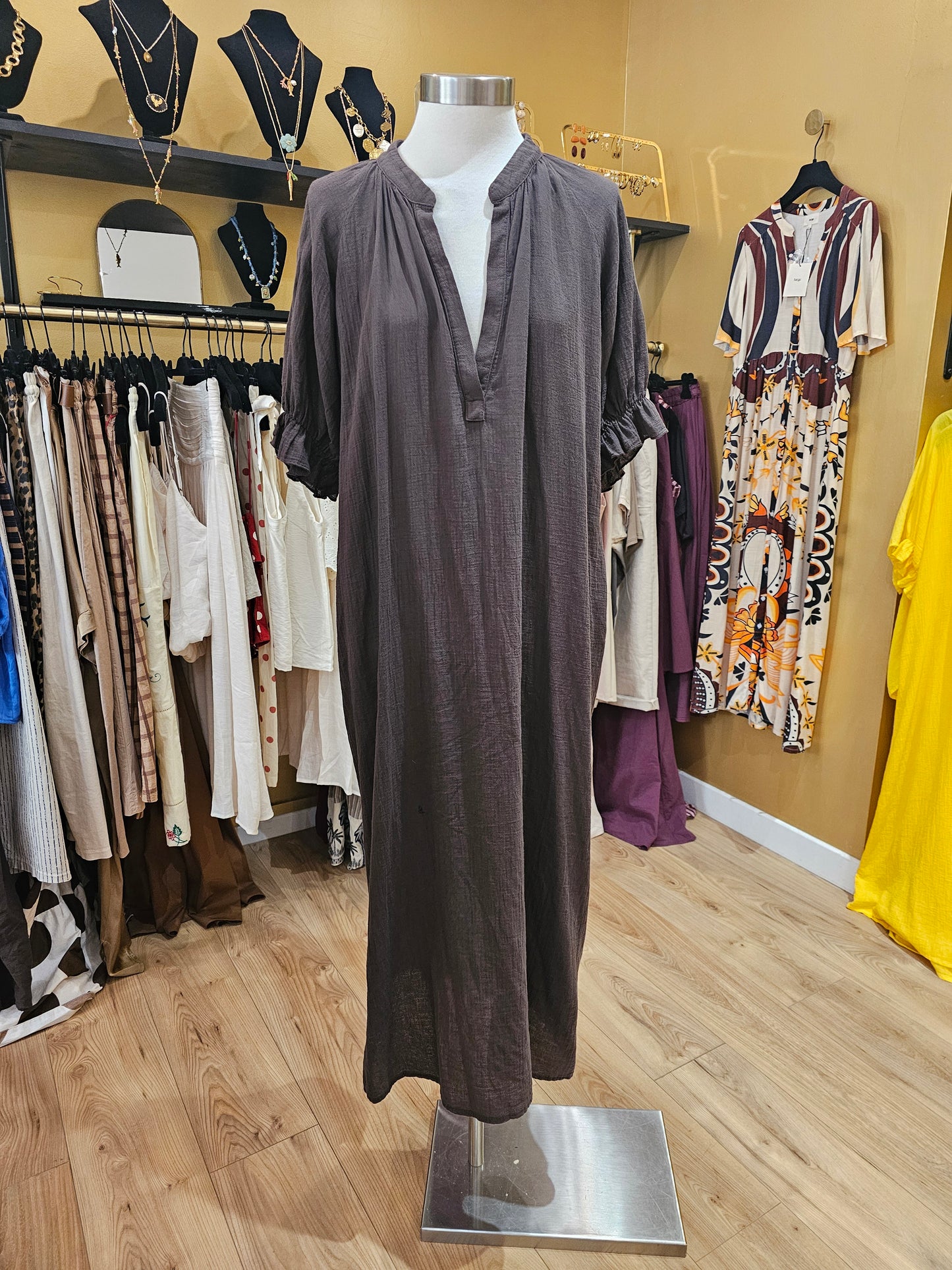 Robe marron en voile de coton Johanna Paris