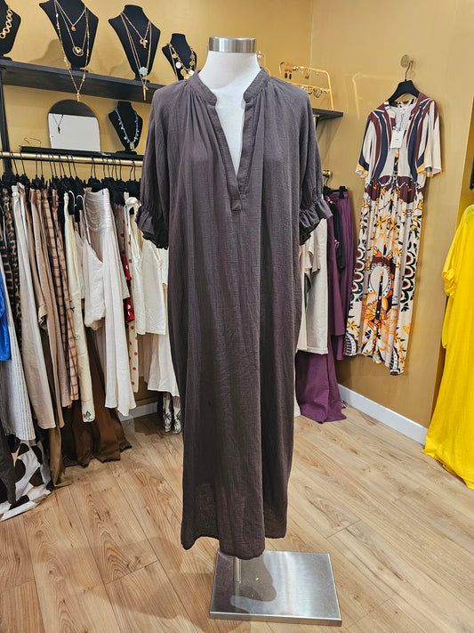 Robe marron en voile de coton Johanna Paris