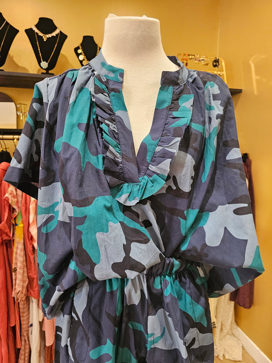 Top camouflage bleu johanna paris