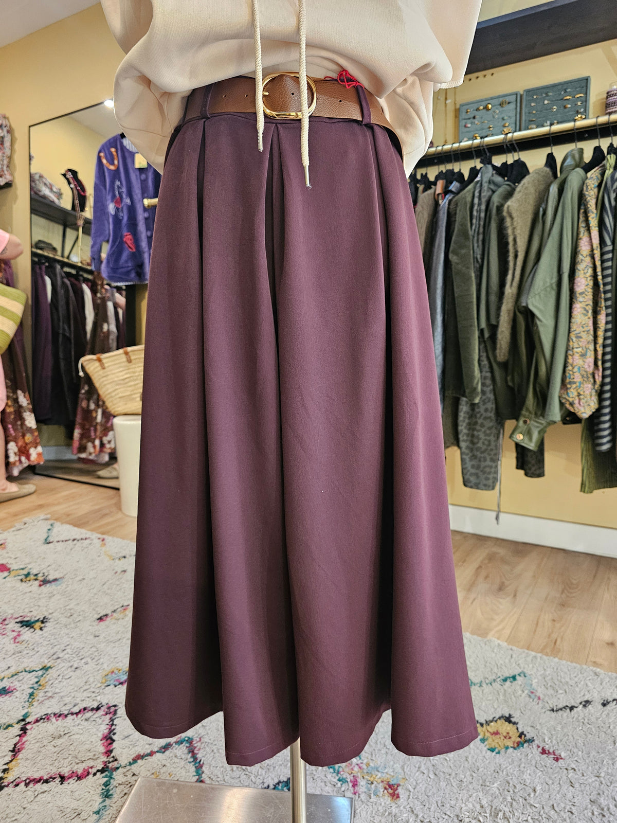 Pantalon large prune