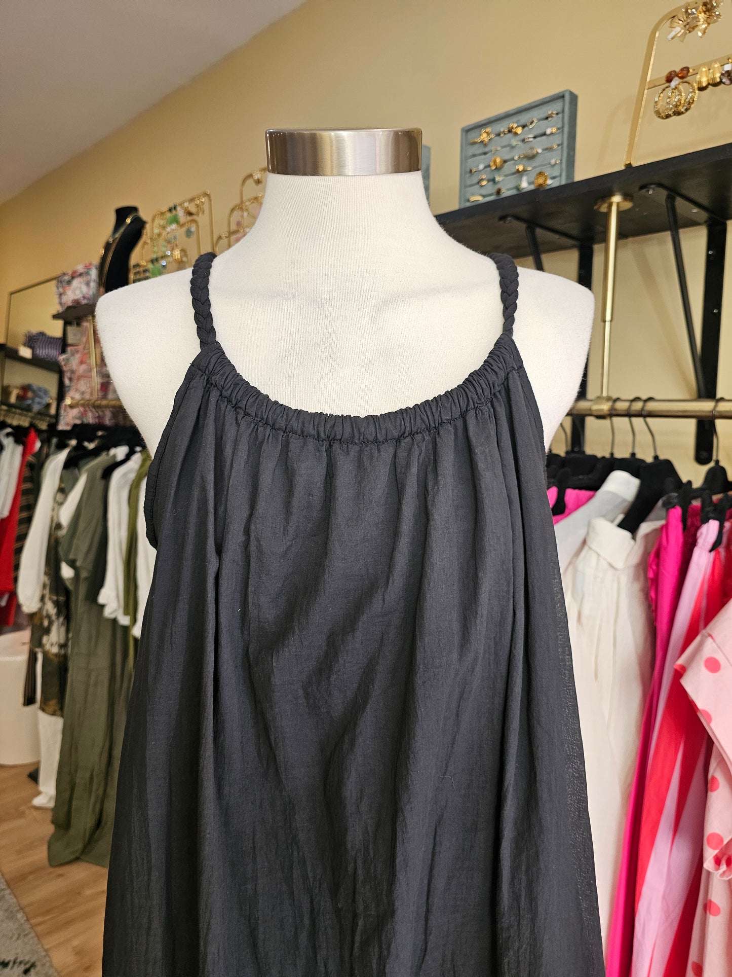 Robe en voile de coton noir johanna paris