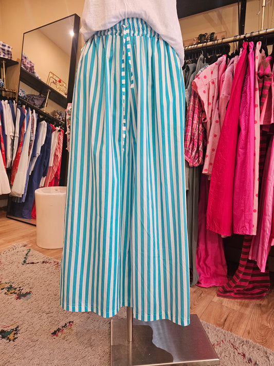 Pantalon rayé turquoise