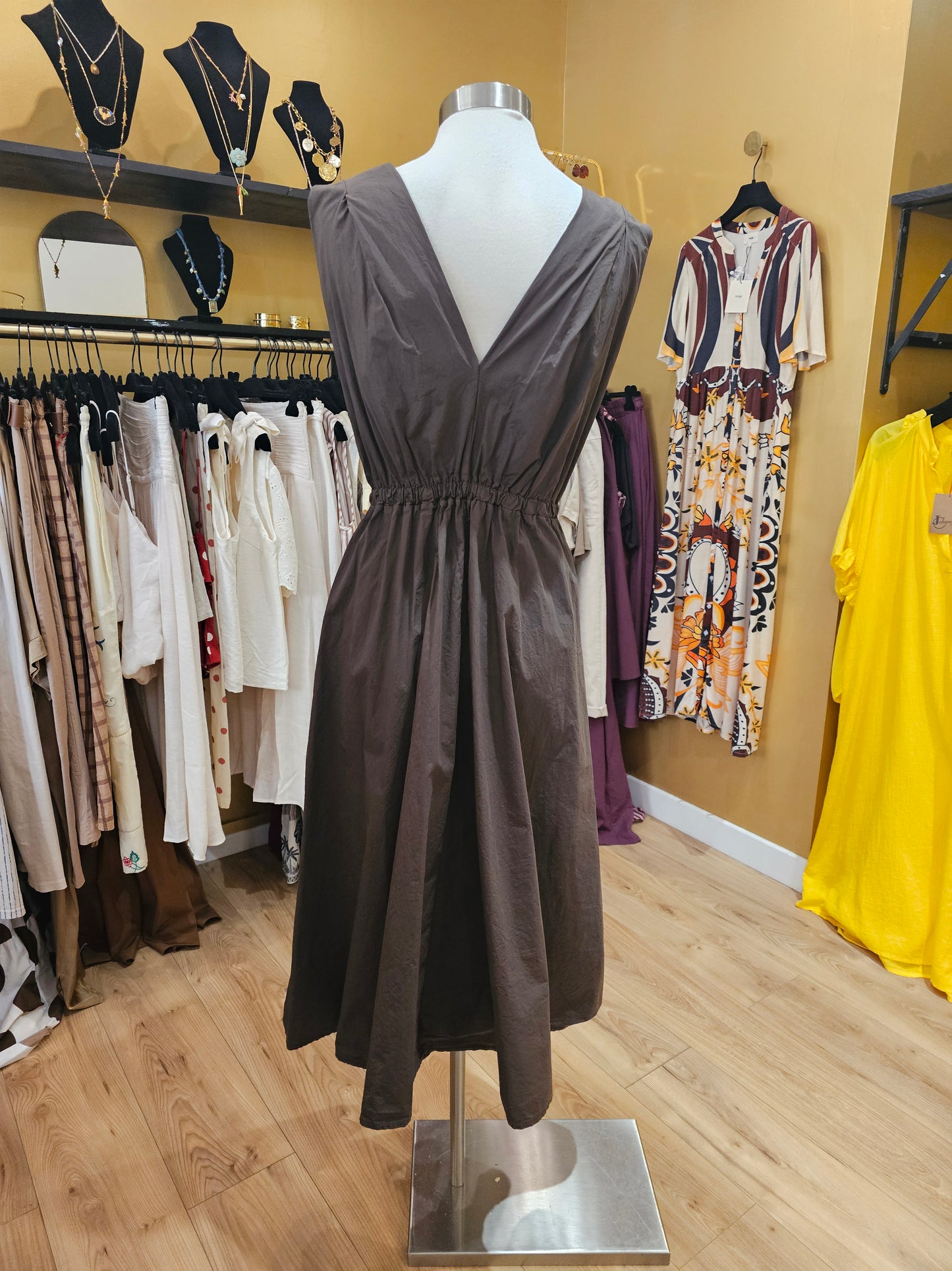 Robe magique en coton marron Johanna Paris